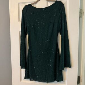 Gorgeous emerald backless dress with sparkles